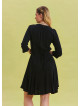 Black Midi Dress with Judge Collar and Button Detail 4463